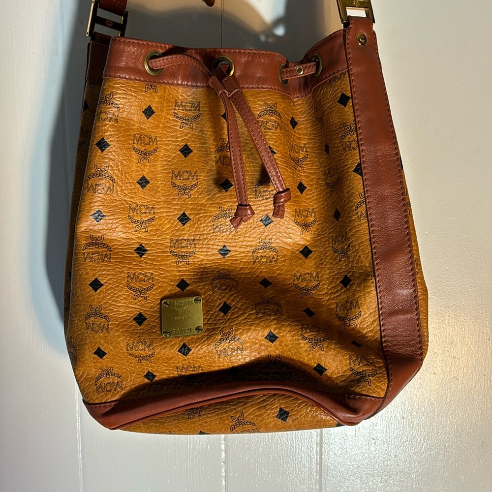 MCM bucket drawstring bag